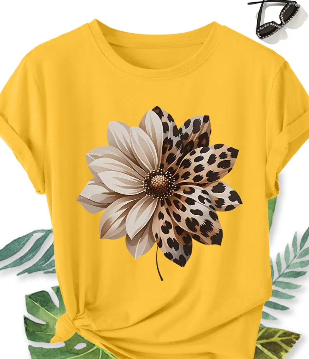 Plus Size Half Leopard Printed Shirt