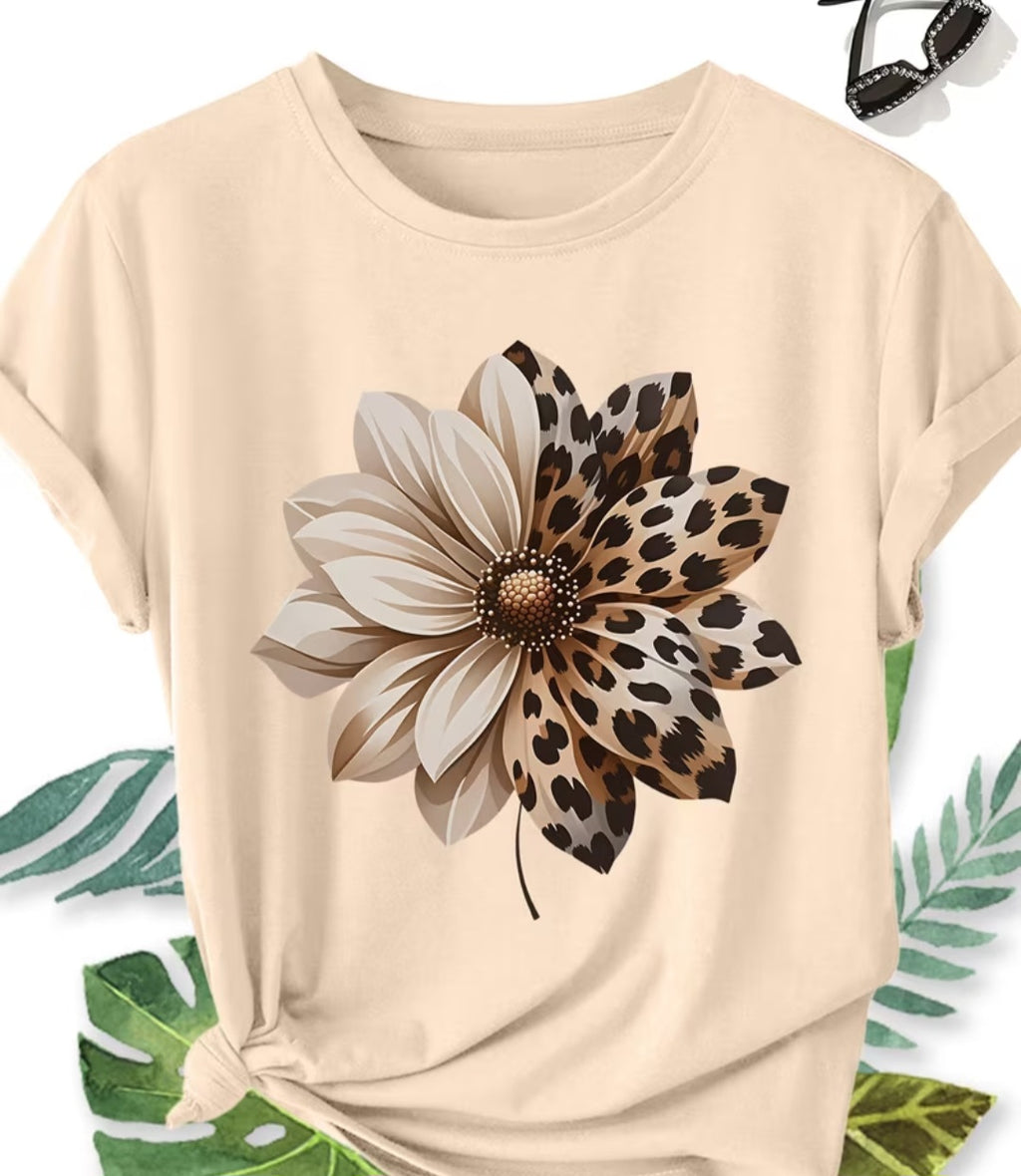Plus Size Half Leopard Printed Shirt