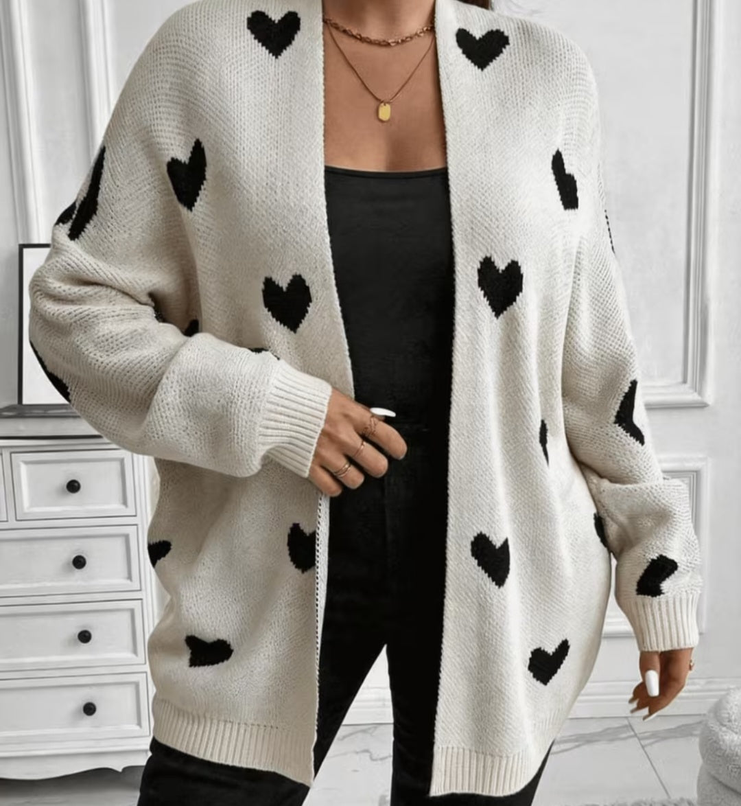 Plus Size Heart Cardigan