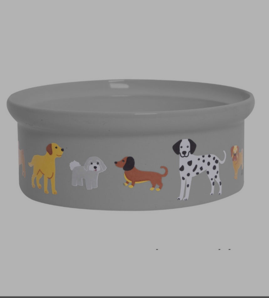Grey Ceramic Dog Bowl
