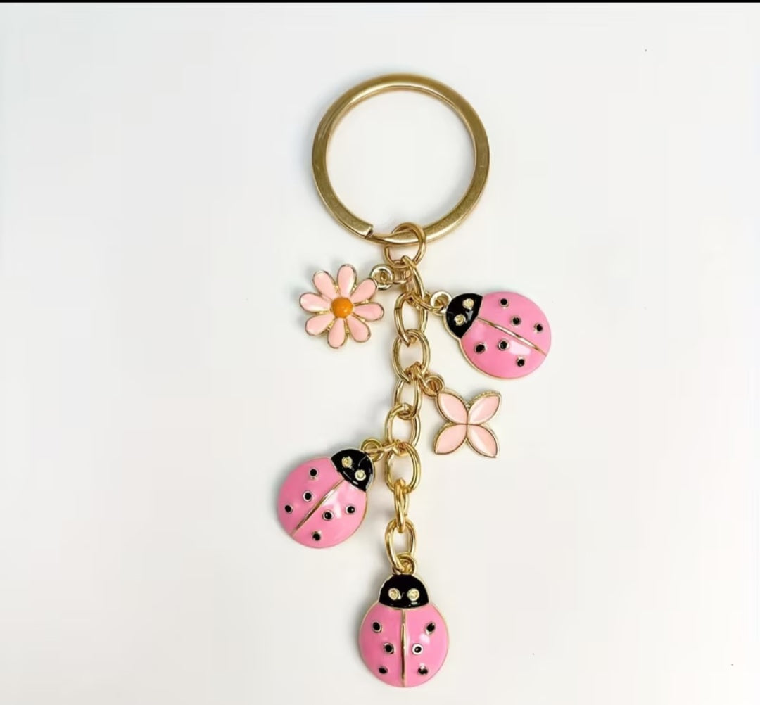 Pink Ladybug Keyring