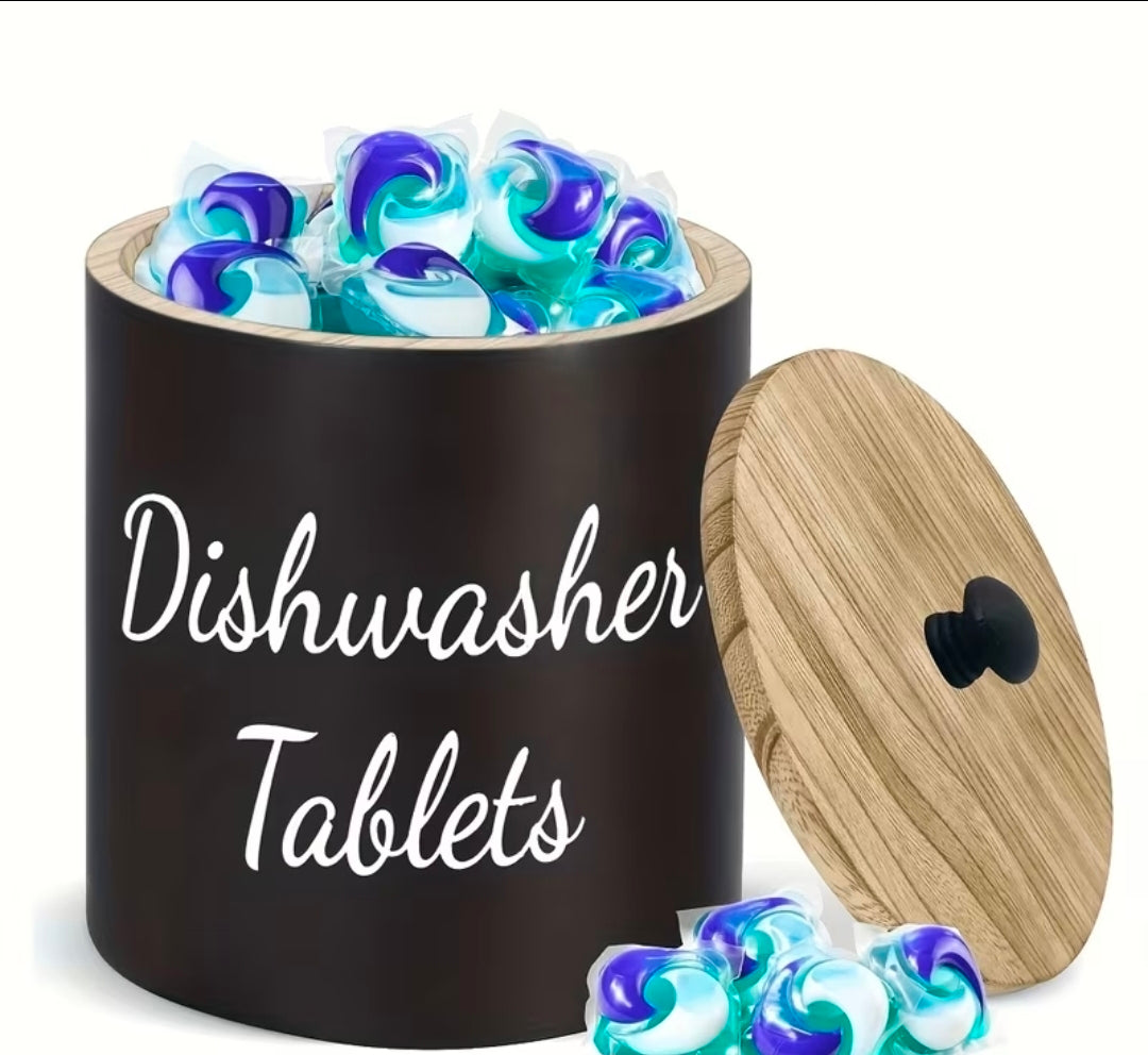 Black Farmhouse Dishwasher Tablets Container